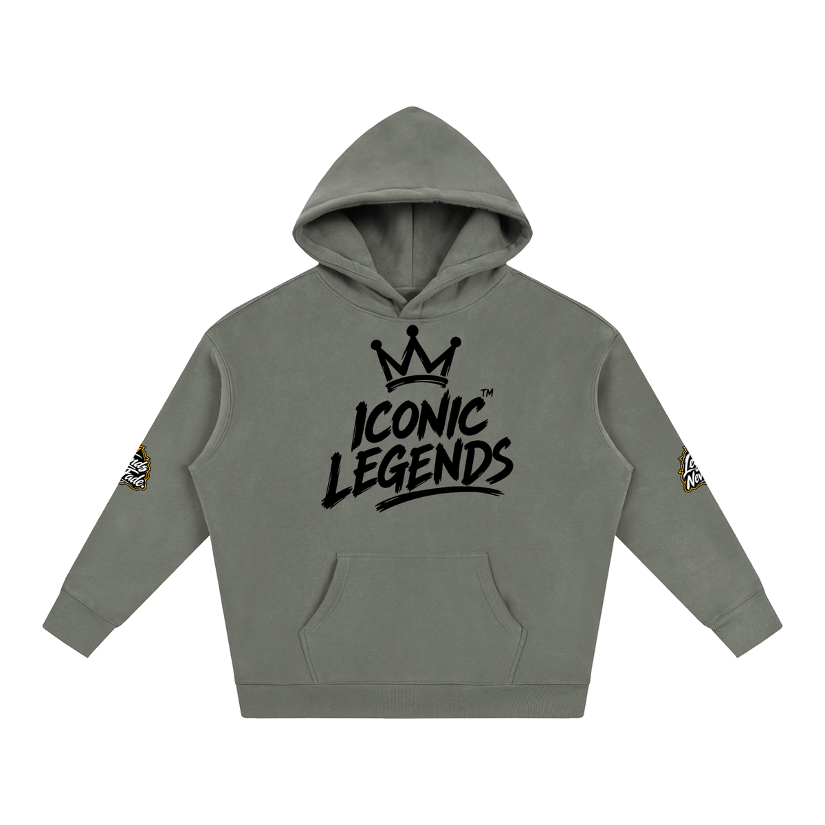 Iconic Legend- Oversize Fleeced Black Crown Hoodie
