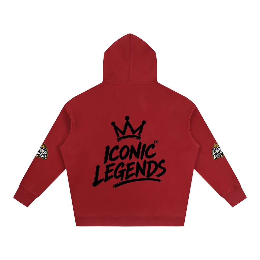 Iconic Legend- Oversize Fleeced Black Crown Hoodie