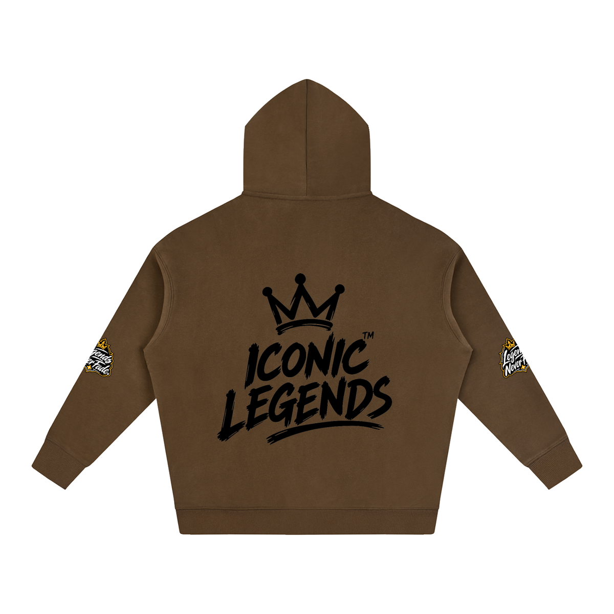 Iconic Legend- Oversize Fleeced Black Crown Hoodie