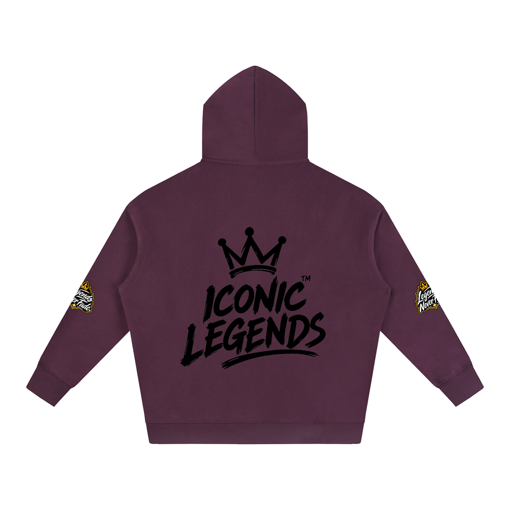 Iconic Legend- Oversize Fleeced Black Crown Hoodie