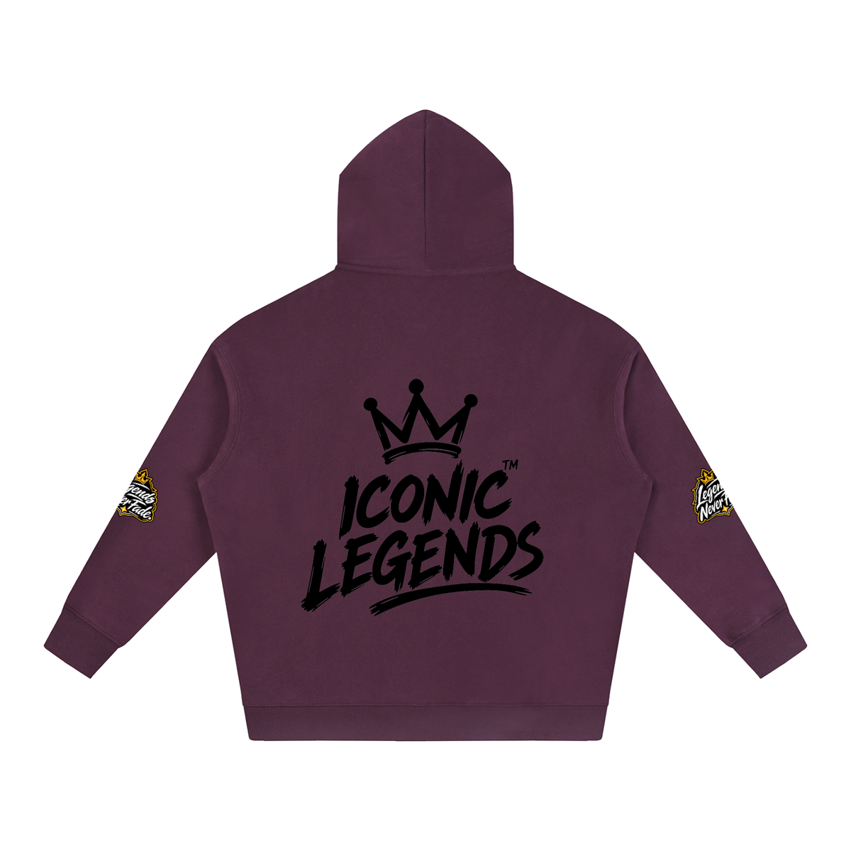 Iconic Legend- Oversize Fleeced Black Crown Hoodie