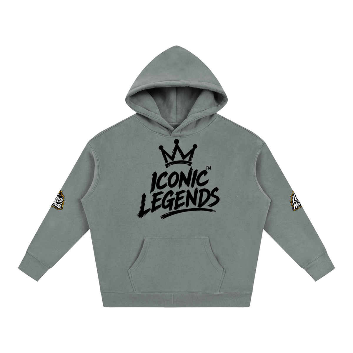 Iconic Legend- Oversize Fleeced Black Crown Hoodie