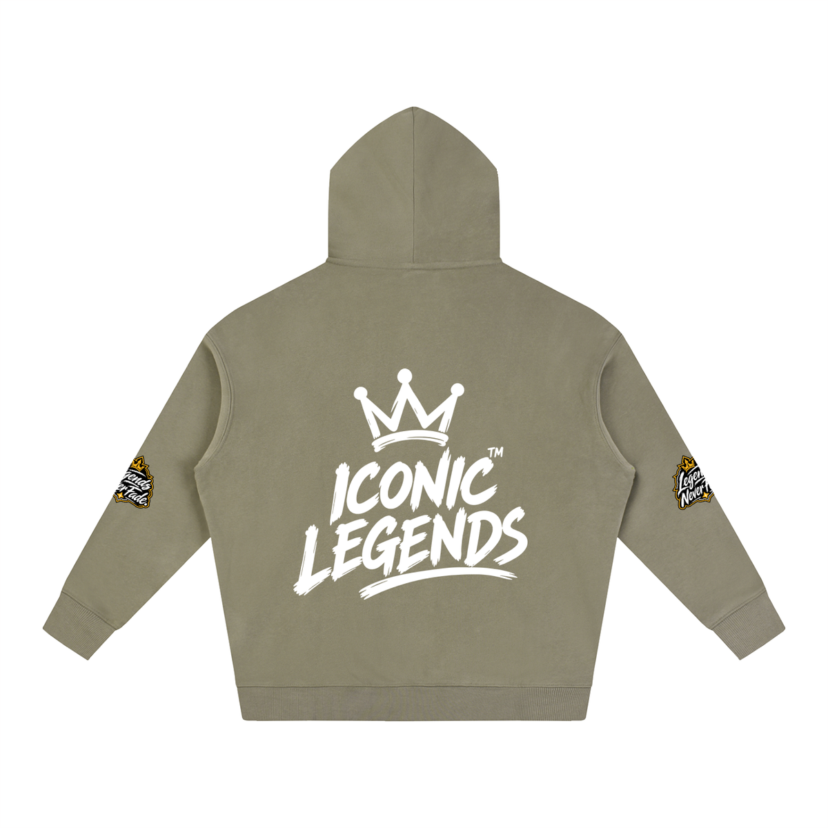 Iconic Legends - Oversize Fleeced White Crown  Hoodie