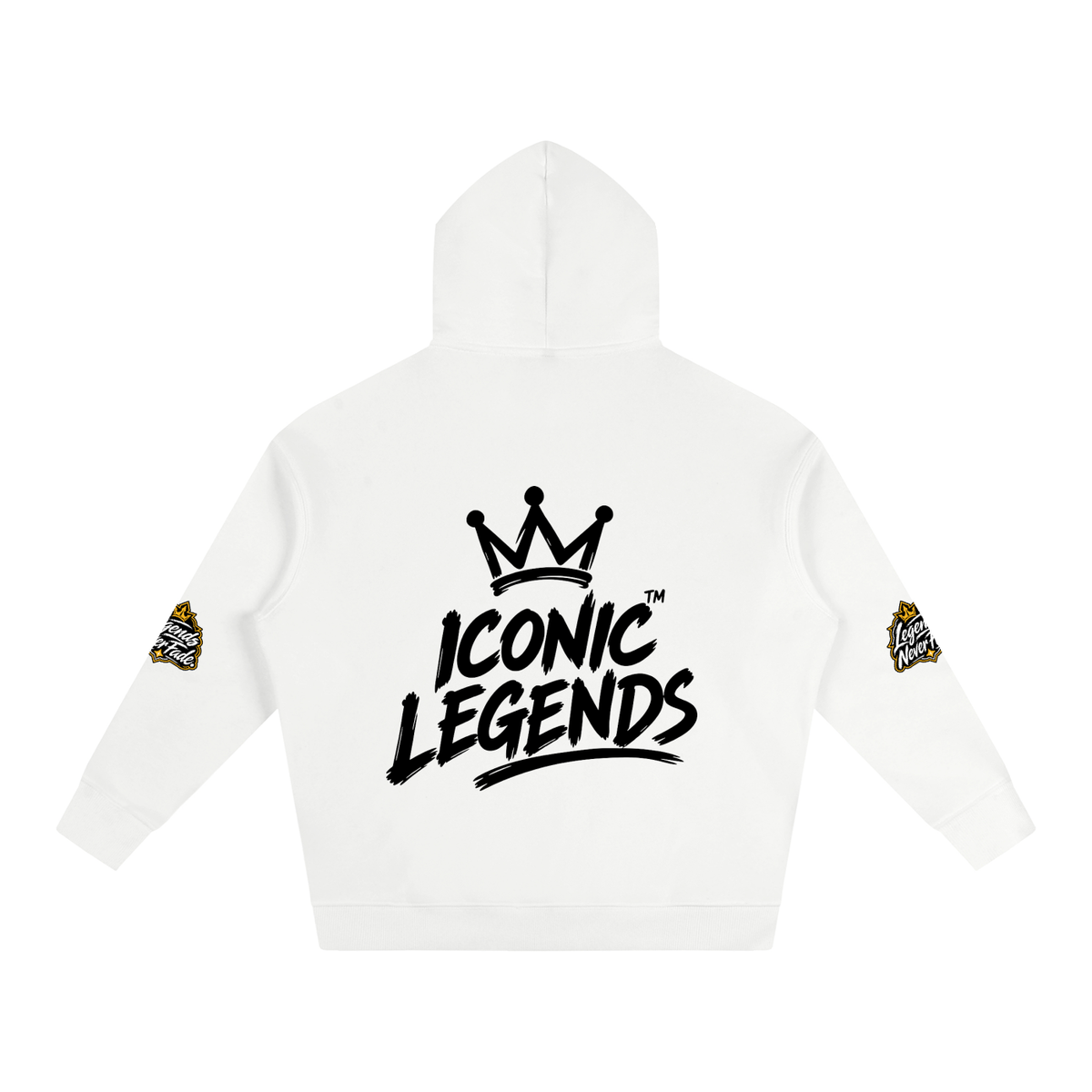 Iconic Legend- Oversize Fleeced Black Crown Hoodie