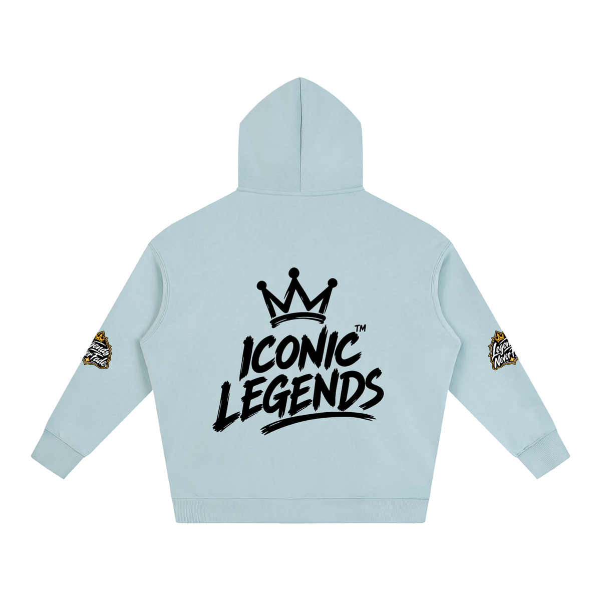Iconic Legend- Oversize Fleeced Black Crown Hoodie