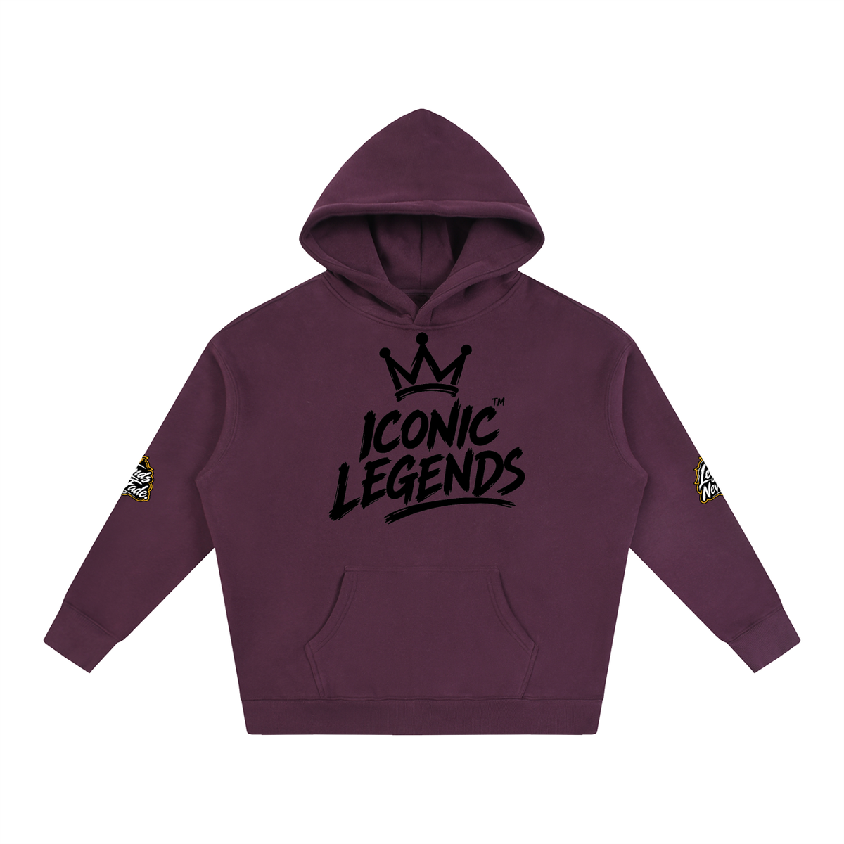 Iconic Legend- Oversize Fleeced Black Crown Hoodie