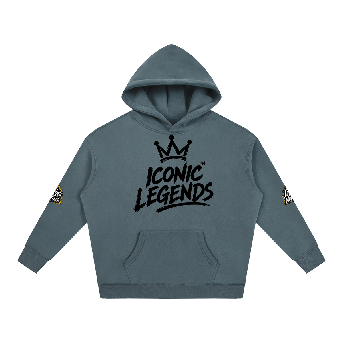 Iconic Legend- Oversize Fleeced Black Crown Hoodie